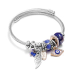 Load image into Gallery viewer, The Guardian Angel &amp; Evil Eye Slider Bracelet
